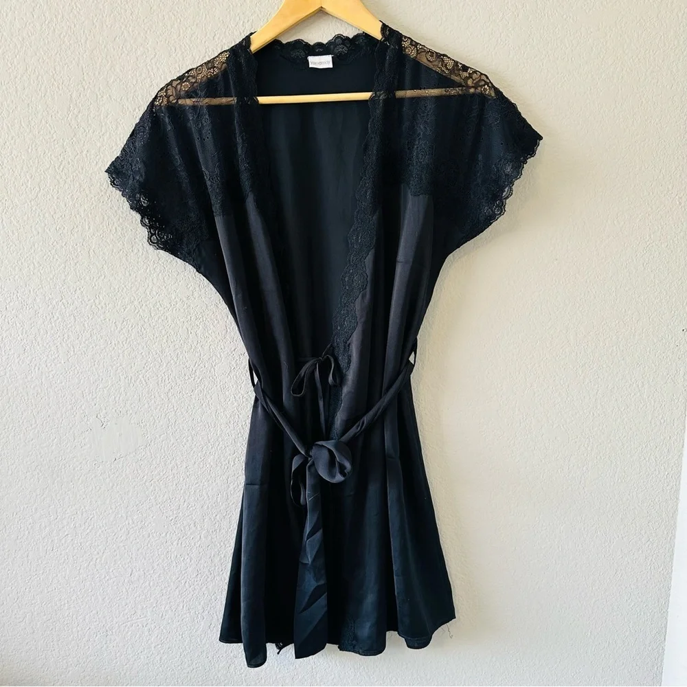 Yamamay Black Lace Robe Sz Small Coquette  Rococo Revival | Old Hollywood